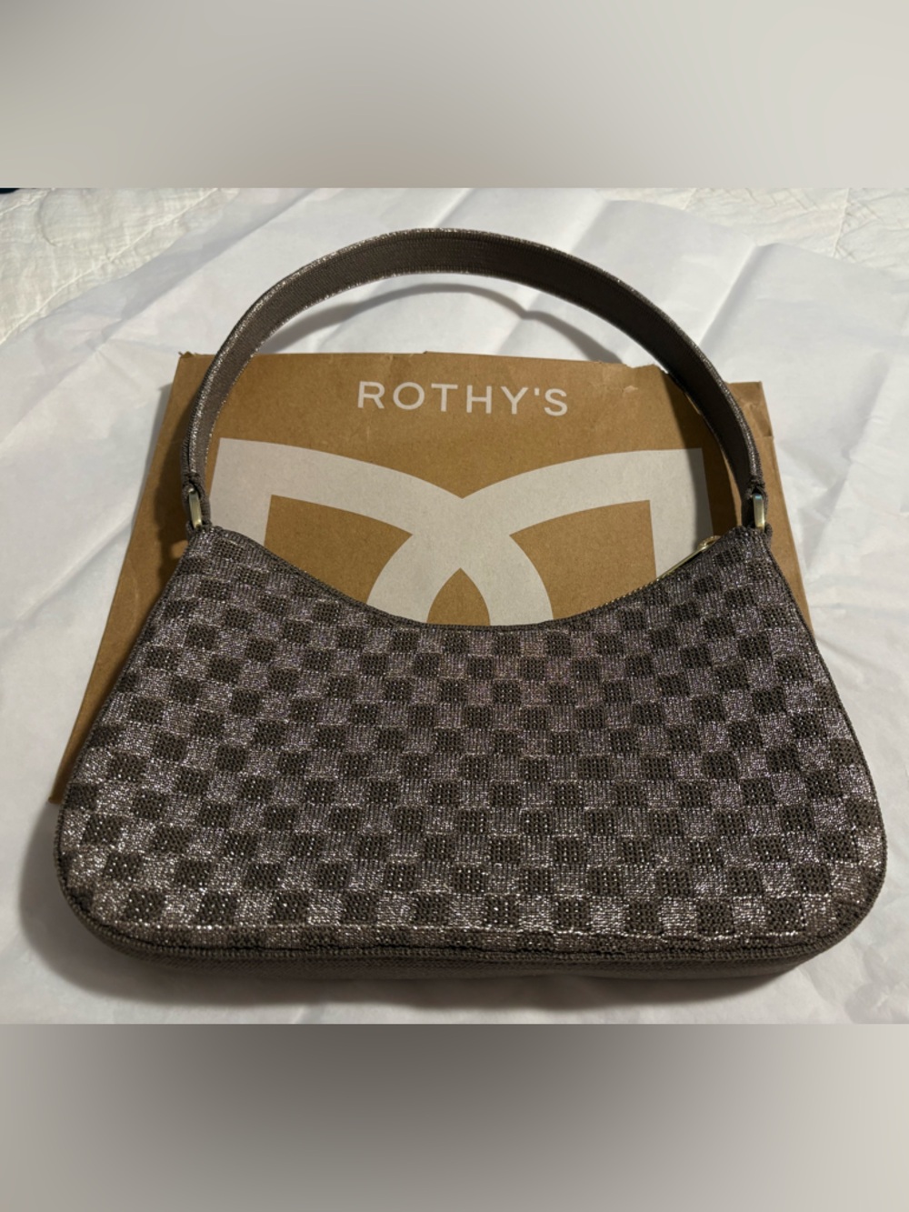 Rothy’s The Mini Shoulder Bag in Light Pewter NWOT